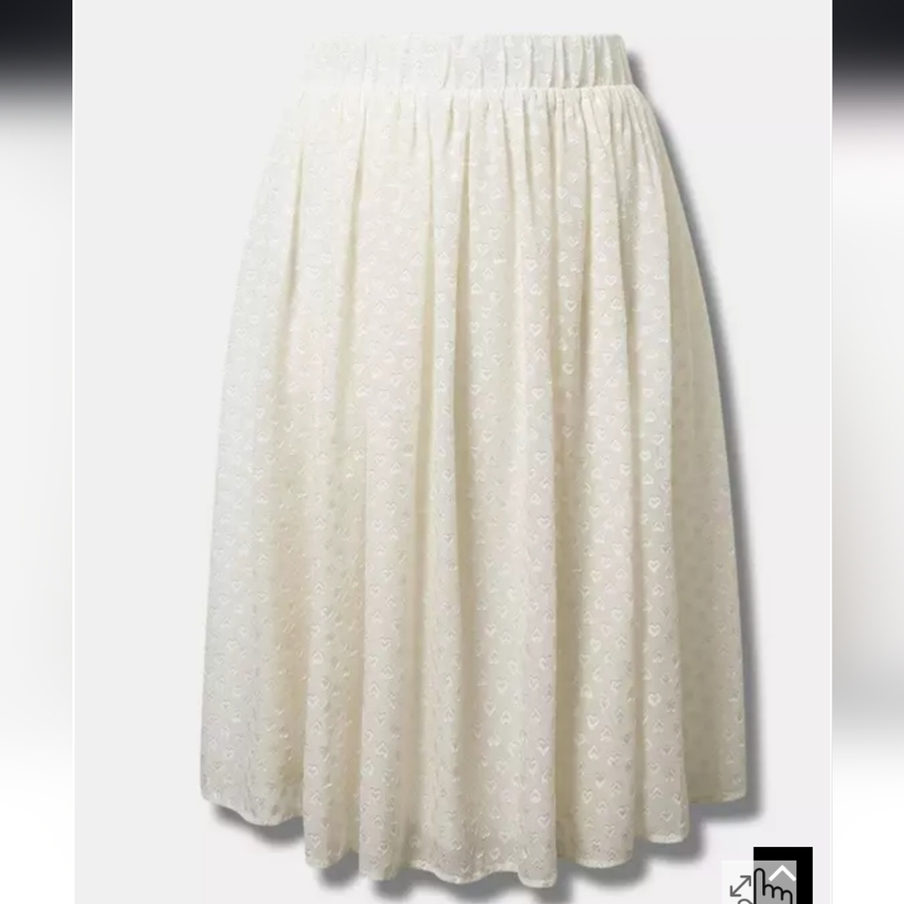 Torrid Midi Clip White Ivory Heart Skirt